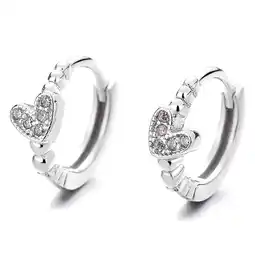 Walmart CZ Love Heart Small Hoop Earrings 925 Sterling Silver Cartilage Huggie Hoops for Women offer