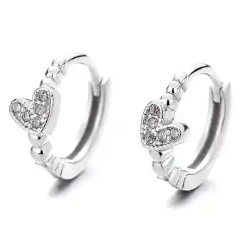 Walmart CZ Love Heart Small Hoop Earrings 925 Sterling Silver Cartilage Huggie Hoops for Women offer
