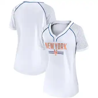 Walmart Women's Fanatics White New York Mets Play Calling Raglan V-Neck T-Shirt offer