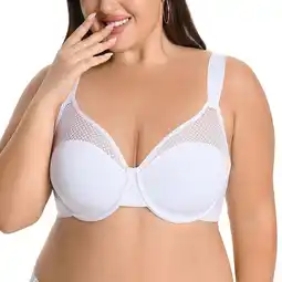 Walmart YANDW Minimizer Bras for Women Plus Size Full Coverage Underwire Support Bra, White 42C offer