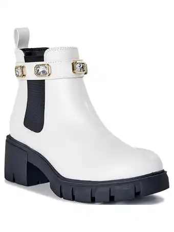 Walmart Madden NYC Women's Rhinestone Chain Lug Sole Chelsea Booties offer