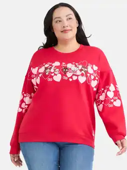 Walmart Hello Kitty and Friends Women's Plus Hearts Graphic Fleece Pullover Sweatshirt, Sizes 1X-4X offer