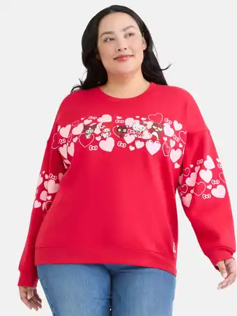 Walmart Hello Kitty and Friends Women's Plus Hearts Graphic Fleece Pullover Sweatshirt, Sizes 1X-4X offer