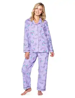 Walmart Casual Nights Women's Flannel Long Sleeve Button Down Pajama Set offer