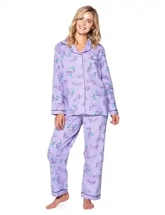 Walmart Casual Nights Women's Flannel Long Sleeve Button Down Pajama Set offer