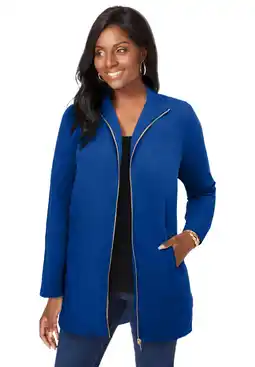 Walmart Jessica London Women's Plus Size Stretch Cotton Zip Front Hi-Low Jacket offer