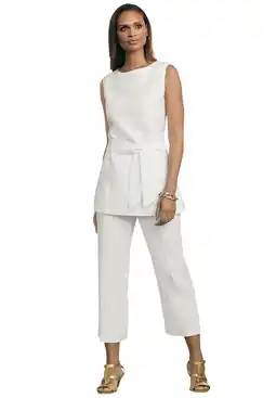Walmart Jessica London Women's Plus Size Two Piece Sleeveless Tunic Top Capri Pants Linen Blend Set offer