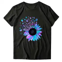 Walmart Ichuanyi Womens Shirts , Womens Fashion Print Casual T-Shirt Summer Short Sleeve O-neck T Shirts offer