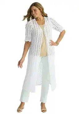 Walmart Jessica London Women's Plus Size Scalloped Crochet Sweater Duster offer
