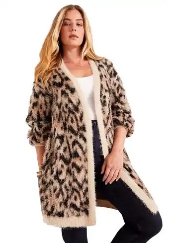Walmart June + Vie Women's Plus Size Leopard-Print Eyelash Cardigan offer