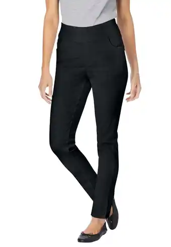Walmart Woman Within Plus Size Petite Flex-Fit Pull-On Slim-Leg Denim Jean offer