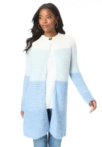Walmart Roaman's Women's Plus Size Ombre Eyelash Cardigan Sweater offer