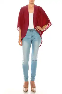 Walmart MOA Collection Women's Loose Fit 3/4 Sleeves Kimono Style Cover Up Solid Cardigan offer