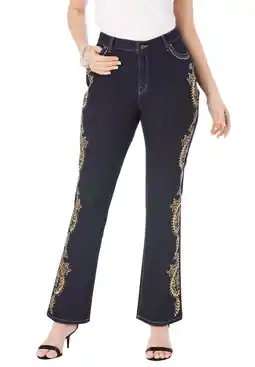 Walmart Roaman's Women's Plus Size Iconic Embroidered Bootcut Jeans offer