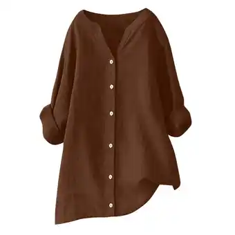 Walmart Cmfcve Women Loose Linen Tunic Blouse, Bohemian 3/4 Length Sleeve V-Neck Womens Tops offer