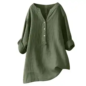 Walmart Cmfcve Plus Size Women Gauze Top Loose Linen Shirts 3/4 Sleeve V-Neck Tunic Blouse offer