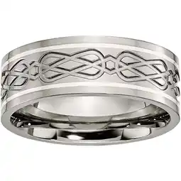 Walmart Titanium Sterling Silver Inlay Celtic Knot Flat 8mm Polished Band offer