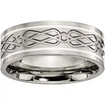 Walmart Titanium Sterling Silver Inlay Celtic Knot Flat 8mm Polished Band offer