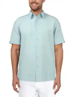 Walmart Cafe Luna Men's and Big Men's Crosshatch L-Shape Print Short Sleeve Shirt, Sizes S-5XL offer