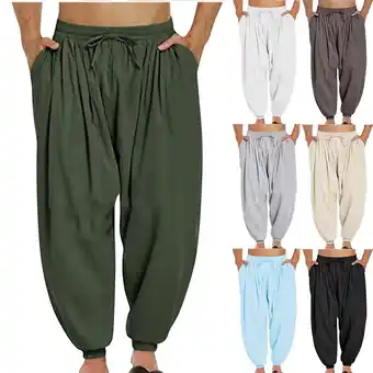 Walmart CHGBMOK Clearance Men's Loose Sports Pants Rope Loosening Waist Color Pocket Trousers Autumn/Winter offer
