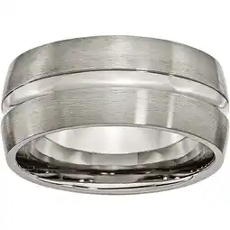 Walmart Titanium Grooved 10mm Brushed and Polished Band offer
