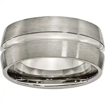 Walmart Titanium Grooved 10mm Brushed and Polished Band offer