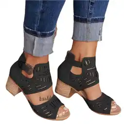 Walmart FTZOIIYV Platform Sandals Women Fashion Fish Mouth Sandals Summer Casual Buckle Chunky Heel offer