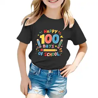 Walmart ZPWKLM T-Shirts For Child Cute Print Round Neck Loose Short Sleeve Clothes For Toddlers size 3-4T offer