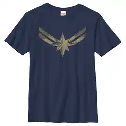 Walmart Boy's Marvel Captain Marvel Vintage Star Costume Graphic Tee Navy Blue Medium offer
