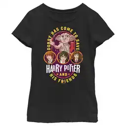 Walmart Girl's Harry Potter Dobby Has Come to Save Cartoon Graphic Tee Black Small offer