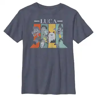 Walmart Boy's Luca Vintage Character Panels Graphic Tee Navy Blue Heather X Large offer