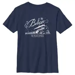 Walmart Boy's The Polar Express Believe Retro Train Graphic Tee Navy Blue X Small offer