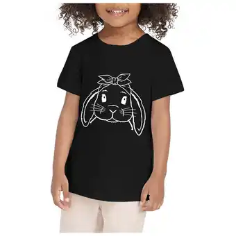 Walmart ZPWKLM Tees For Toddler Bunny Cute Bunny Rabbit Graphic Short Sleeve Blouse For Kids size 2-3T offer