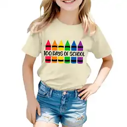 Walmart ZPWKLM Casual Shirt For Girl Boy Print Round Neck Loose Short Sleeve Top For Baby size 3-4T offer