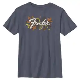 Walmart Boy's Fender Fall Leaves Logo Graphic Tee Navy Blue Heather Small offer