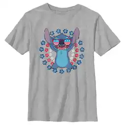 Walmart Boy's Lilo & Stitch Patriotic Hibiscus Circles Graphic Tee Athletic Heather Medium offer