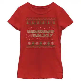 Walmart Girl's Guardians of the Galaxy Holiday Special Christmas Sweater Print Graphic Tee Red X Large offer