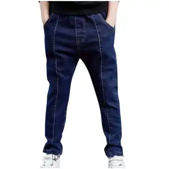 Walmart AherBiu Toddler Boys Clothes Denim Pants for Kids Teens Tapered Leg Jeans Trousers with Pockets offer