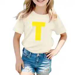 Walmart ZPWKLM Cute Shirt For Kid Letter Printed Short Sleeve Print Crewneck Top For Newborns size 3-4T offer