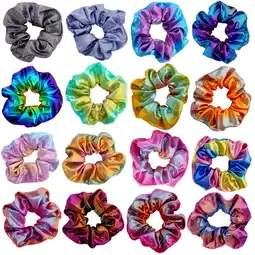 Walmart 16 Pack Tie Dye Hair Scrunchies for Girls, Women (Rainbow, 4 in) offer