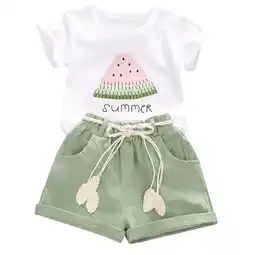Walmart YOUNGER TREE Baby Girl Summer Short Set Female Cute T-Shirt Shorts 2pcs Clothes Outfits offer