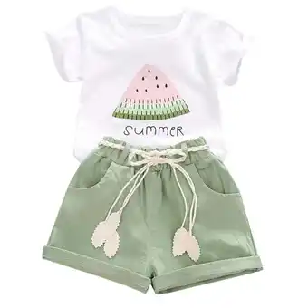 Walmart YOUNGER TREE Baby Girl Summer Short Set Female Cute T-Shirt Shorts 2pcs Clothes Outfits offer