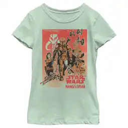 Walmart Girl's Star Wars: The Mandalorian Old School Poster Graphic Tee Mint Medium offer