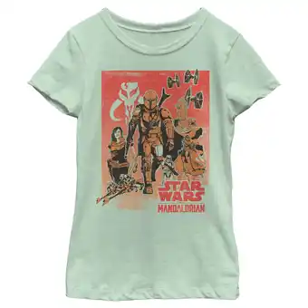 Walmart Girl's Star Wars: The Mandalorian Old School Poster Graphic Tee Mint Medium offer