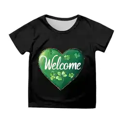 Walmart ZPWKLM ZPWKLM Casual Shirt For Short Sleeve Printed Round Neck Blouse For Infnants size 3-4T offer