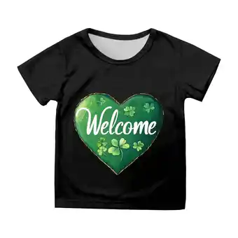 Walmart ZPWKLM ZPWKLM Casual Shirt For Short Sleeve Printed Round Neck Blouse For Infnants size 3-4T offer