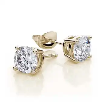 Walmart Paris Jewelry 18k Yellow Gold White Sapphire 4 Carat Round Stud Earrings, Jewelry Gift offer