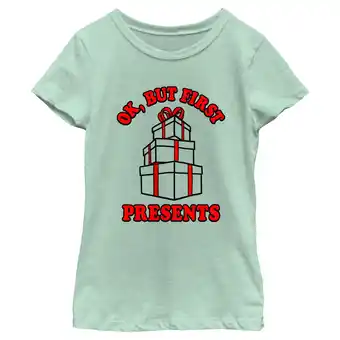 Walmart Girl's Lost Gods But First Presents Graphic Tee Mint Medium offer