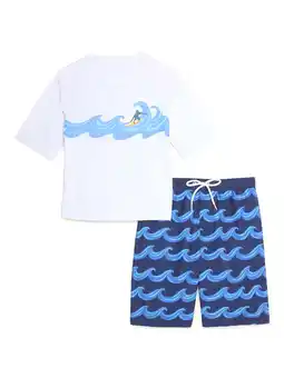 Walmart SWIMFIX Boys Short Sleeve Rash Guard and Swim Trunks, 2-Piece Set, Sizes 4-18 offer