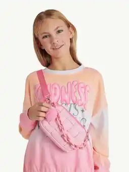Walmart Justice Girls' Puffy Quilted Crossbody Handbag with Chain and Keychain, Pink offer
